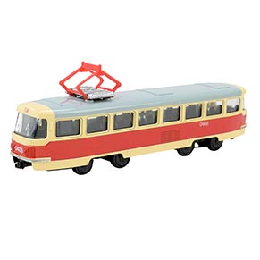 Трамвай мет. АВТОПРОМ арт. 6411ABD (96шт/4) 1:54, 3 кольор., короб. 19,5* 5*8см