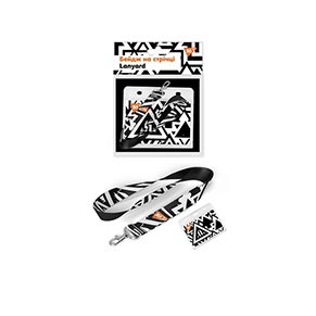 Бейдж горизонтальний із стрічкою, YES, Lanyard чорний