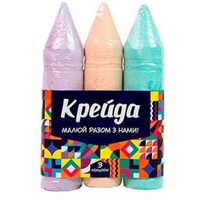 Крейда Олівець - 3 штуки Strateg велика кольорова (50123)