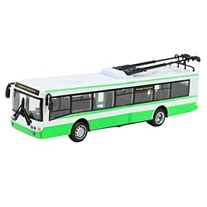 RUS Модель троллейбус PLAY SMART "Автопарк" метал.инерц.откр.дв.4цв.кор.20*5,7*7,7 ((96))